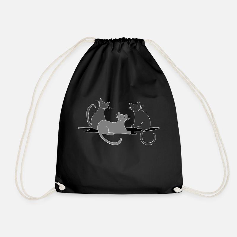 Cats - Drawstring Bag - black