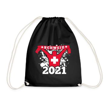 Swiss Switzerland Football Fan Article 2021 - Drawstring Bag - black - Front