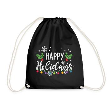 Happy Holidays Christmas Light Bulbs - Drawstring Bag - black - Front