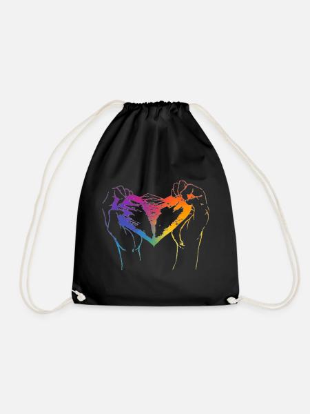 Heart ripped apart in rainbow colors for pride - Turnbeutel - Schwarz
