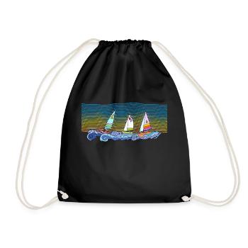 Segelboote - Turnbeutel - Schwarz - Vorne