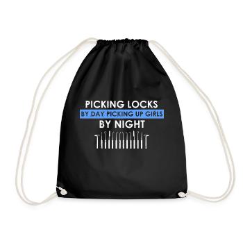 Lockpicking during the day tow truck at night - Drawstring Bag - black - Front