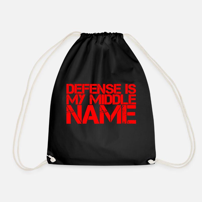 Defense Is My Middle Name 2 - Drawstring Bag - black