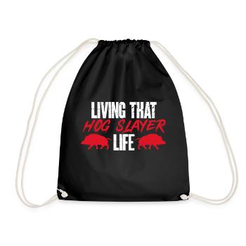 Wild boar hunting hunter wild boar - Drawstring Bag - black - Front