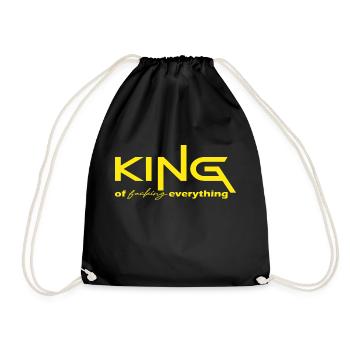 King of everything gift saying yellow - Drawstring Bag - black - Front