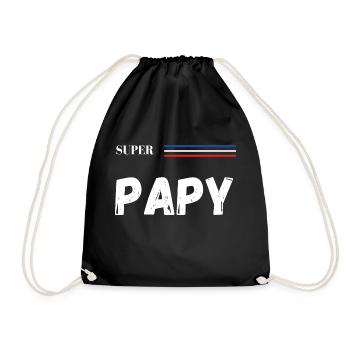 super papy - t-shirt assorti - Sac de sport léger - noir - Devant