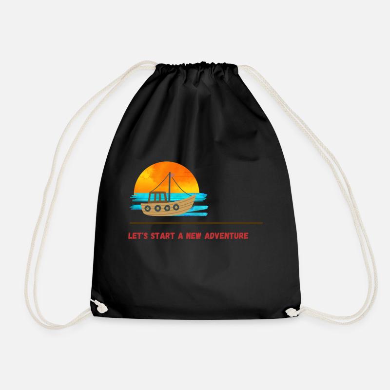Let's start a new adventure - Drawstring Bag - black