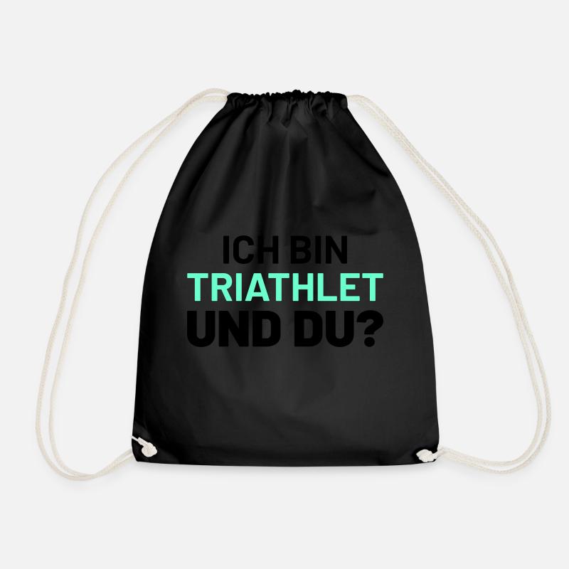 ich bin triathlet und du - Turnbeutel - Schwarz
