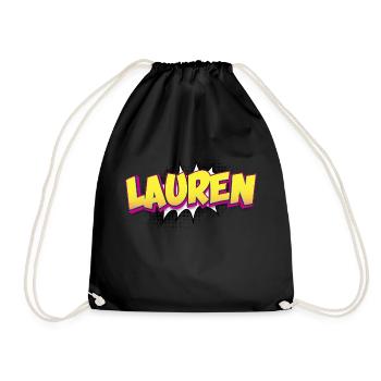 Lauren Nom personnalisé Style bande dessinée Pop Art, - Sac de sport léger - noir - Devant