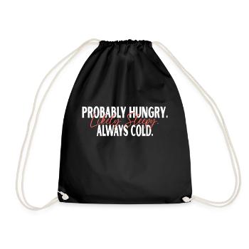probably hungry likely sleepy always cold Vintage - Drawstring Bag - black - Front
