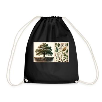 Oak Tree Botanical - Drawstring Bag - black - Front