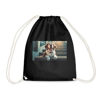 Animaux mignons qui se détendent - chien dans les escaliers - Sac de sport léger - noir - Devant