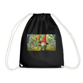 Gnome faisant voler un papillon comme un cerf-volant - Sac de sport léger - noir - Devant