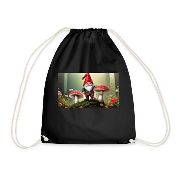 cute little gnomes everyday life – fly agaric - Drawstring Bag - black - Front