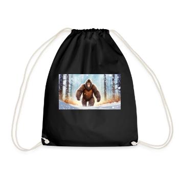 Sasquatch Bigfoot dans la forêt - jeune mignon - Sac de sport léger - noir - Devant