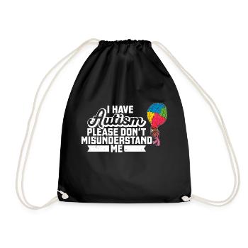 I Have Autism Balloon Autistic Autism Puzzle Piece - Drawstring Bag - black - Front