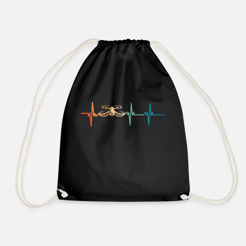Heartbeat Drone - Drawstring Bag - black