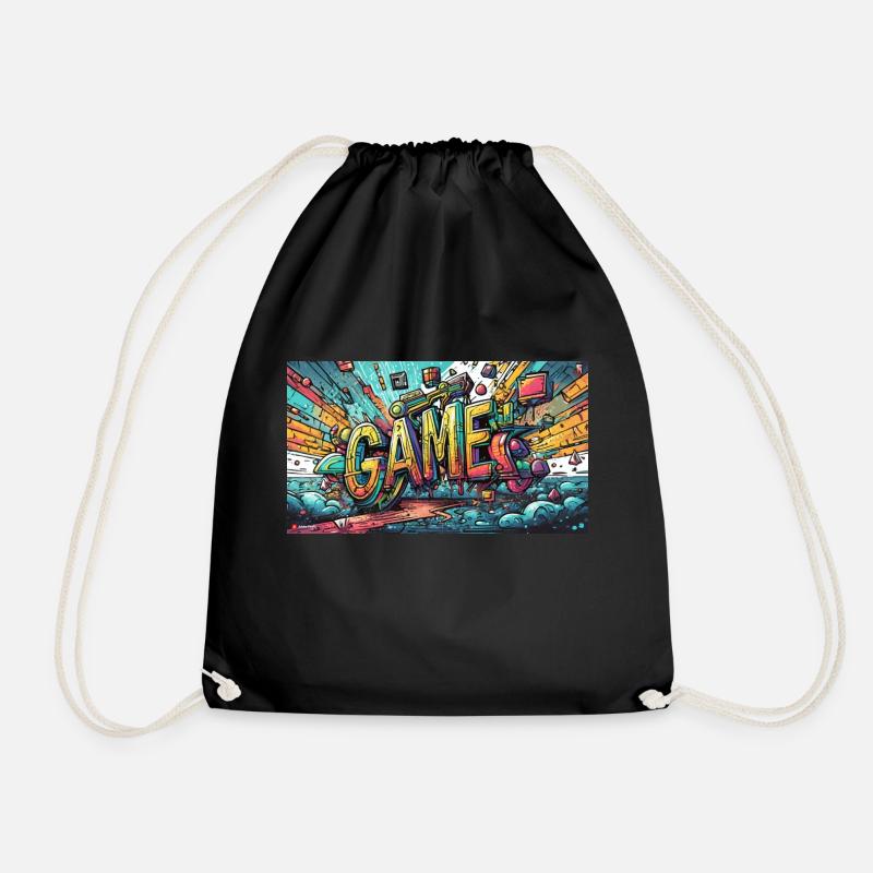 Graffiti Game - Drawstring Bag - black