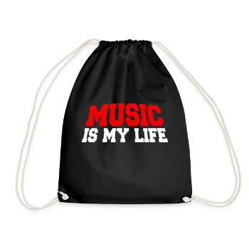 Music Is My Life Musik Ist Mein Leben Liebe Spruch - Drawstring Bag - black - Front