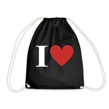 Lettre i cœur rouge - Sac de sport léger - noir - Devant
