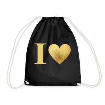 Letter i Golden Heart - Drawstring Bag - black - Front