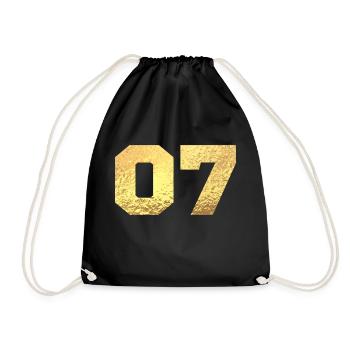 Numéro 7 paillettes doré - 7e anniversaire - Sac de sport léger - noir - Devant