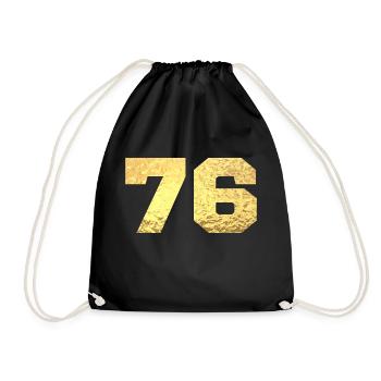 76 Gold Glitter - 76. Jahrestag - Turnbeutel - Schwarz - Vorne
