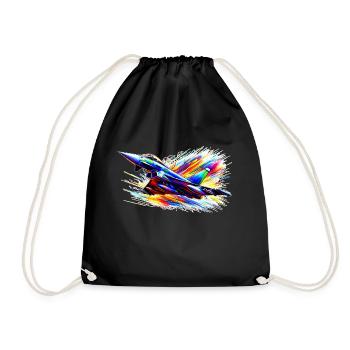 Avion de chasse / Eurofighter - Color Splash - Sac de sport léger - noir - Devant