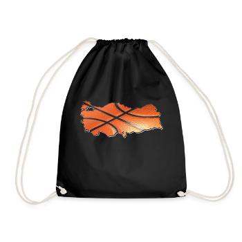 Turkey Türkiye Map Framed Real Basketball - Drawstring Bag - black - Front