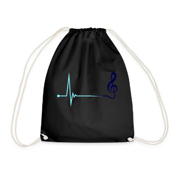 Music clef pulse frequency note heartbeat - Drawstring Bag - black - Front