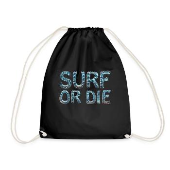 Surf Sprüche Englisch - Turnbeutel - Schwarz - Vorne