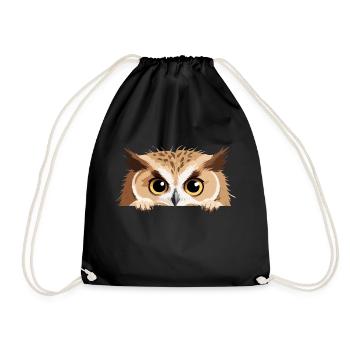 hibou jeter un coup d’œil mignon adorable drôle animal dessin animé - Sac de sport léger - noir - Devant