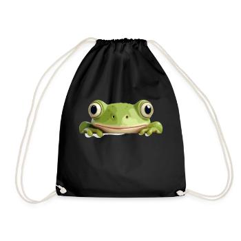 grenouille jeter un coup d’œil mignon adorable drôle animal dessin animé - Sac de sport léger - noir - Devant