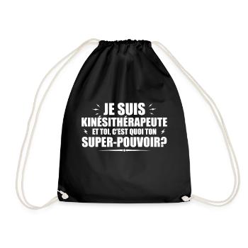 Physiotherapist. What's your superpower? - Drawstring Bag - black - Front
