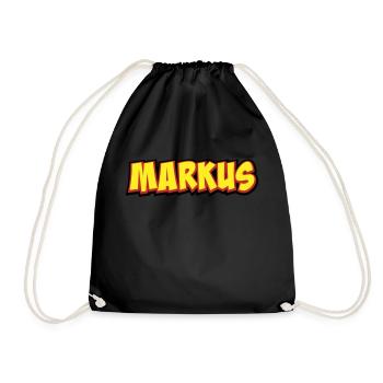Markus First Name Gift - Drawstring Bag - black - Front