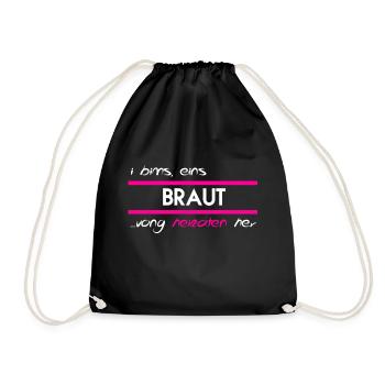 BRAUT, JGA, GESCHENK - Turnbeutel - Schwarz - Vorne