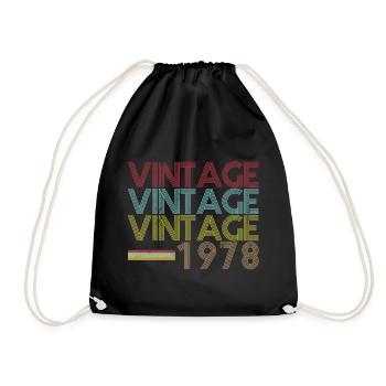 Vintage 1978 birthday birth year - Drawstring Bag - black - Front