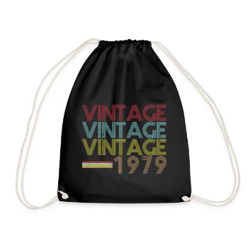 Vintage 1979 Geburtstag - Turnbeutel - Schwarz - Vorne