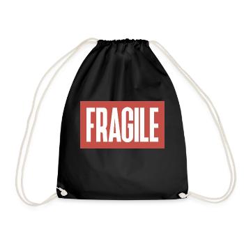 Typo Fragile - funnyowl - Drawstring Bag - black - Front