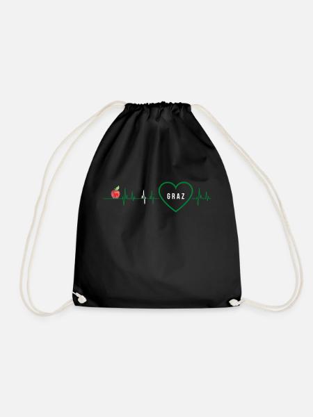 Graz Frequency Pulse Heart - Drawstring Bag - black
