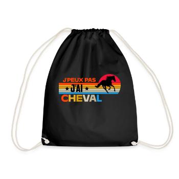 Je peux pas j'ai cheval rétro - Sac de sport léger - noir - Devant