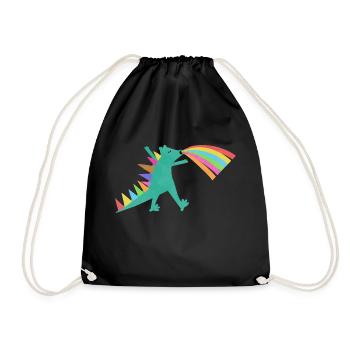 Tyrannosaurus Rex Rainbow Dinosaur - Drawstring Bag - black - Front