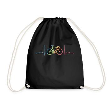 Fahrrad Herzschlag Rennrad Heartbeat Puls Geschenk - Turnbeutel - Schwarz - Vorne