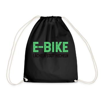 E Bike hecheln statt lächeln Fahrrad - Turnbeutel - Schwarz - Vorne