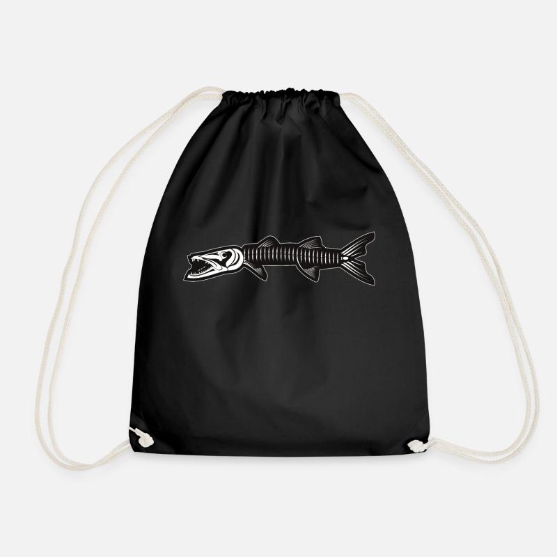 Skeleton of Barracuda - Drawstring Bag - black