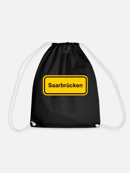Ortsschild Saarbrücken Ort Schild Ortstafel - Turnbeutel - Schwarz