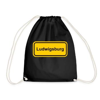 Ortsschild Ludwigsburg Ort Schild Ortstafel - Turnbeutel - Schwarz - Vorne