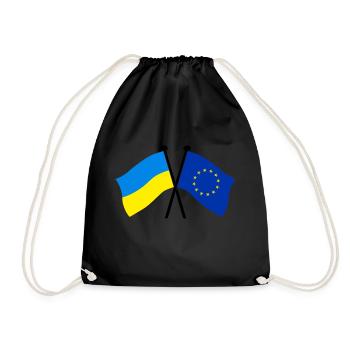 Ukraine EU Flag Crossed - Drawstring Bag - black - Front