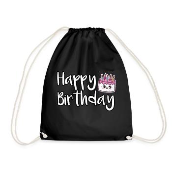 Happy Birthday Birthday Cake - Drawstring Bag - black - Front