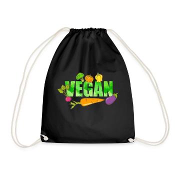Go Vegan Vegan Vegetarian Vegetables instead of meat - Drawstring Bag - black - Front